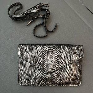 Silver and Black Snake Clutch/ Shoulder Bag